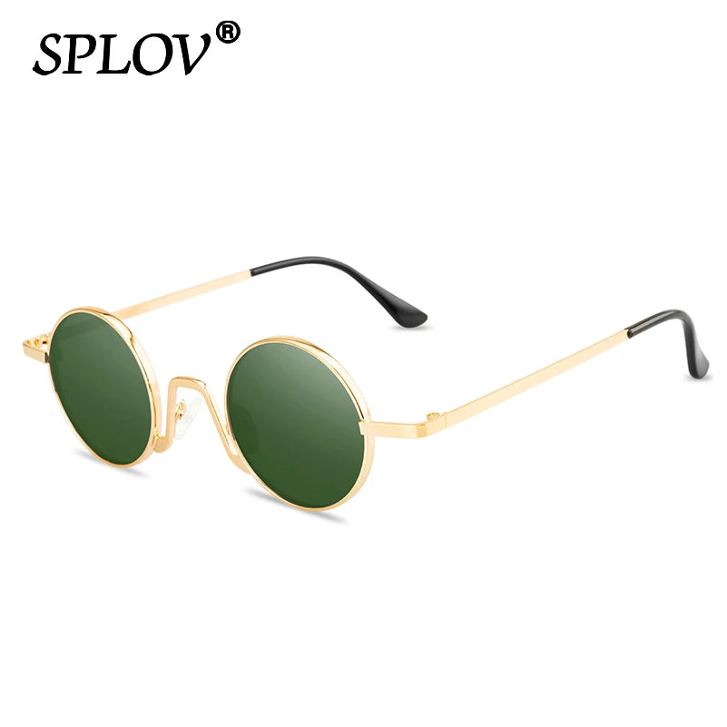 Gafas Vintage SPLOV Rap & Steam Punk – Lentes Redondas con Marco Metálico UV400