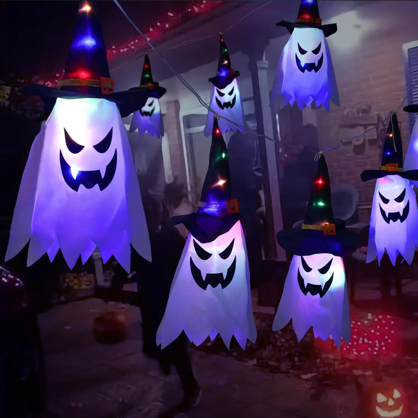 🎃 Lámpara Colgante LED de Sombrero de Bruja – Decoración de Halloween
