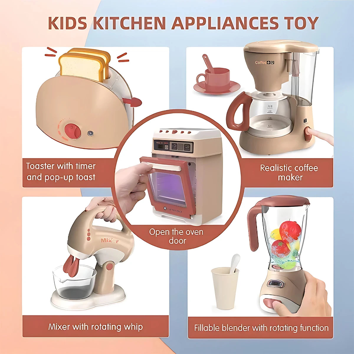 Set de Cocina para Niños – Juguete de Simulación con Electrodomésticos en Miniatura, Juego Interactivo para Niñas y Niños