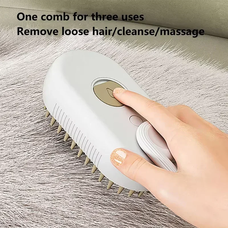 Peine con Spray de Vapor para Mascotas – Removedor de Pelo y Humidificador para Gatos y Perros