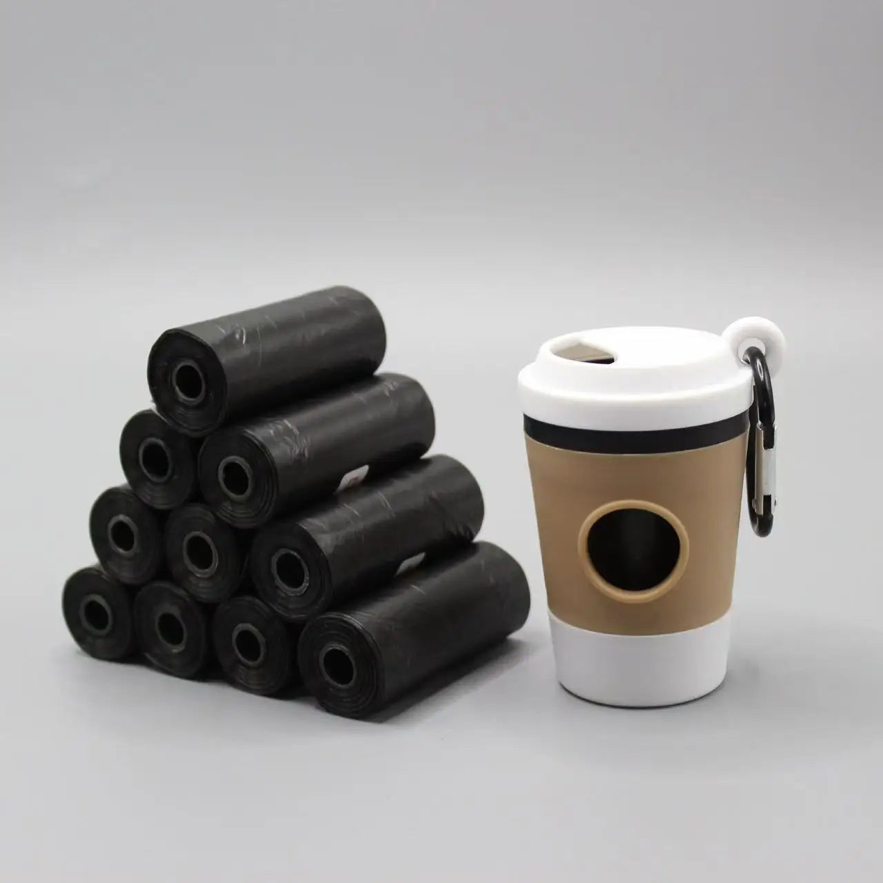 Dispensador Portátil de Bolsas para Popó – Diseño Vaso de Café para Mascotas