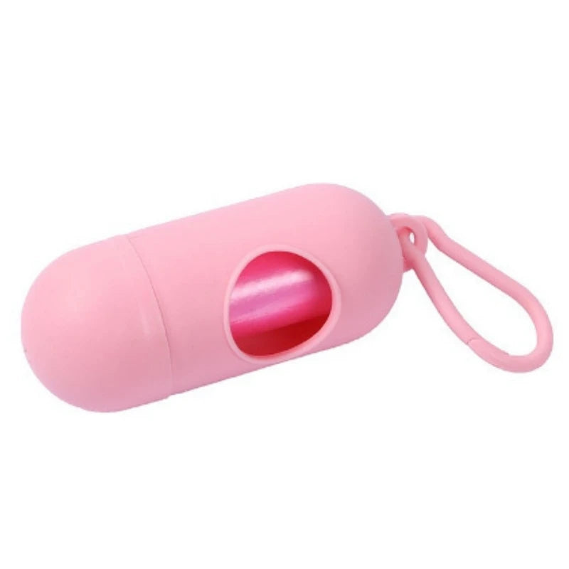 Dispensador Portátil de Bolsas para Popó – Diseño Tipo Cápsula con Gancho para Perros y Gatos