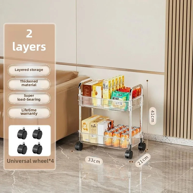 Carrito de Almacenamiento Transparente 3 Niveles con Ruedas – Organizador Multifuncional para Hogar y Oficina