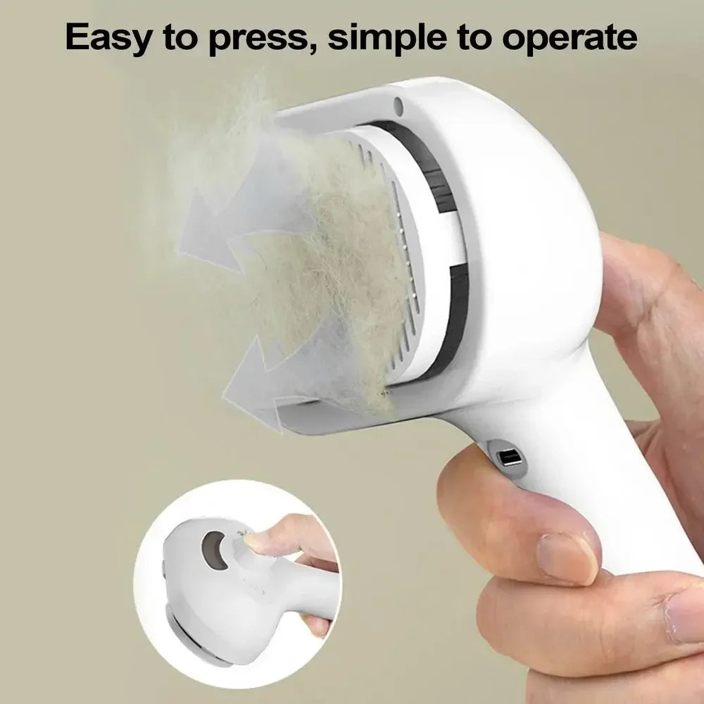 Peine con Spray de Vapor para Mascotas – Removedor de Pelo y Humidificador para Gatos y Perros