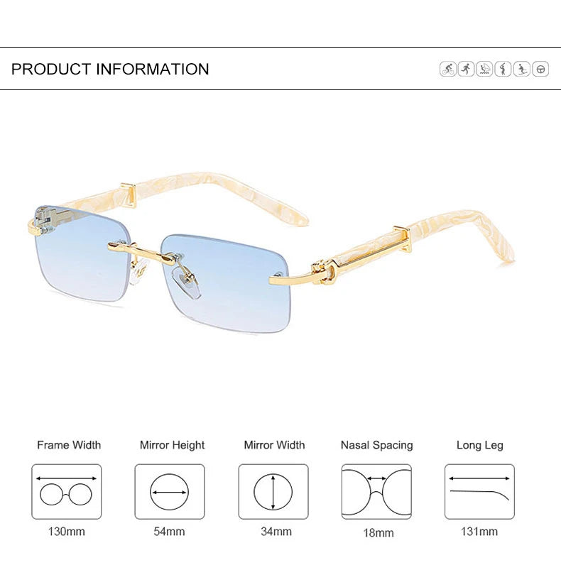 Gafas Caterside Sin Marco Pequeñas – Lentes Rectangulares Retro con Protección UV400 para Hombre