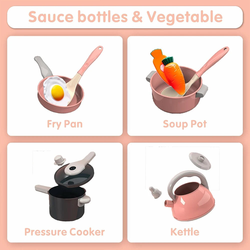 Set de Cocina para Niños 59/69 Piezas – Juego de Cocina con Ollas, Sartenes y Utensilios de Juguete, Juego de Roles Educativo para Niñas y Niños