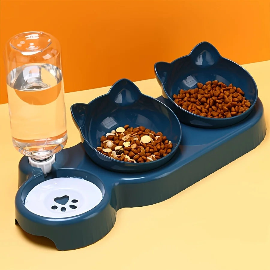 😺 Tazón Antideslizante Inclinado con Dispensador Automático de Agua – Sin Electricidad