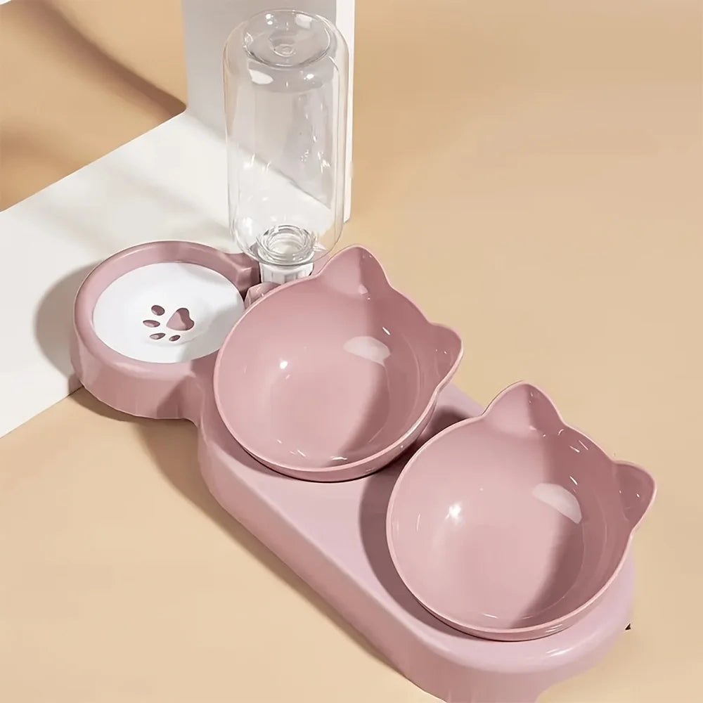 😺 Tazón Antideslizante Inclinado con Dispensador Automático de Agua – Sin Electricidad