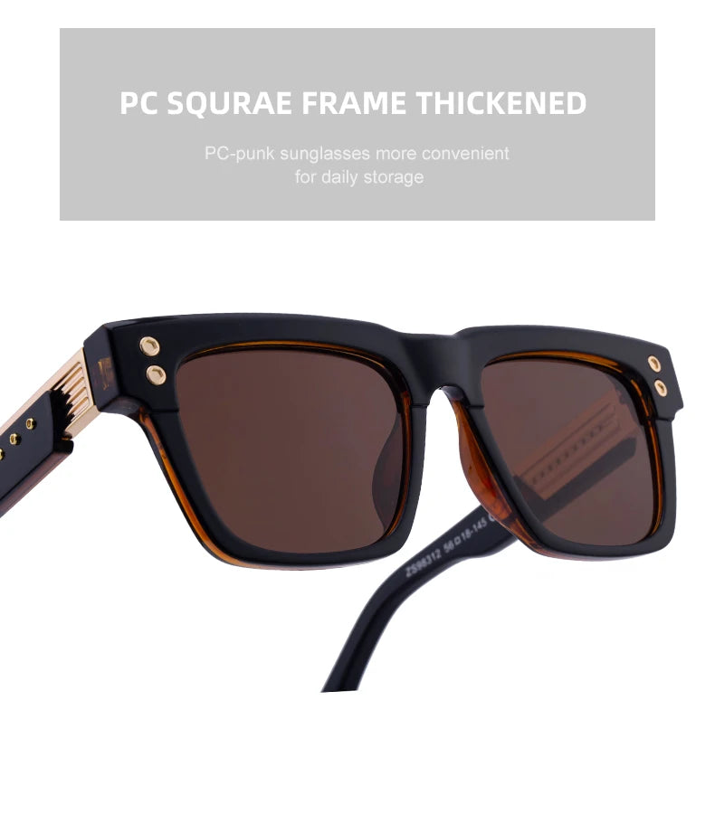 Gafas Polarizadas Clásicas Cuadradas Punk 2025 – UV400 Lentes Vintage Steampunk para Hombre