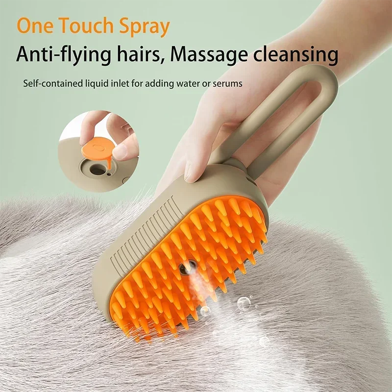 Peine con Spray de Vapor para Mascotas – Removedor de Pelo y Humidificador para Gatos y Perros