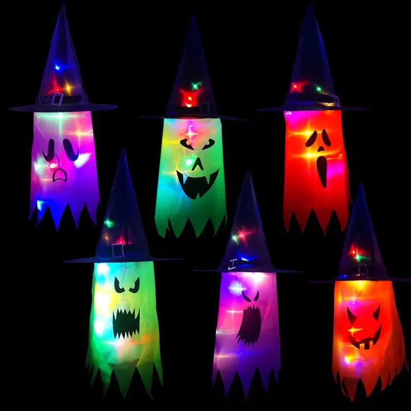 🎃 Lámpara Colgante LED de Sombrero de Bruja – Decoración de Halloween