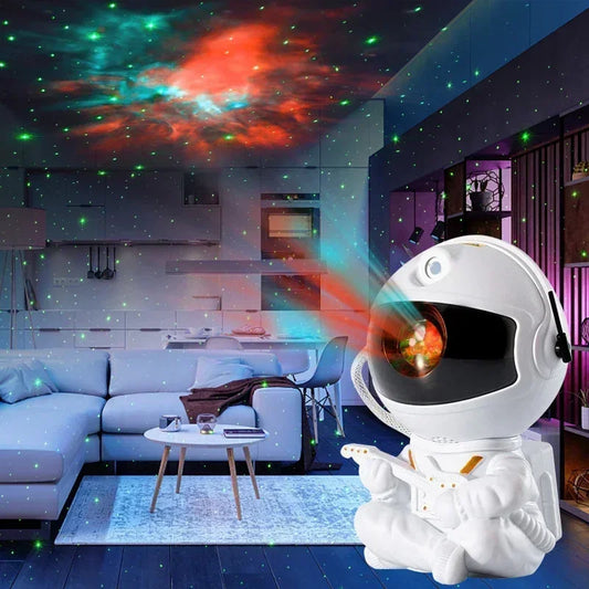 Lámpara Proyector Astronauta Galaxia – Luz Nocturna LED con Nebulosa y Estrellas para Dormitorio o Regalo Infantil