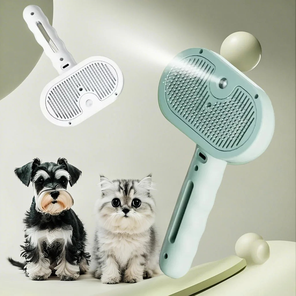 Peine con Spray de Vapor para Mascotas – Removedor de Pelo y Humidificador para Gatos y Perros