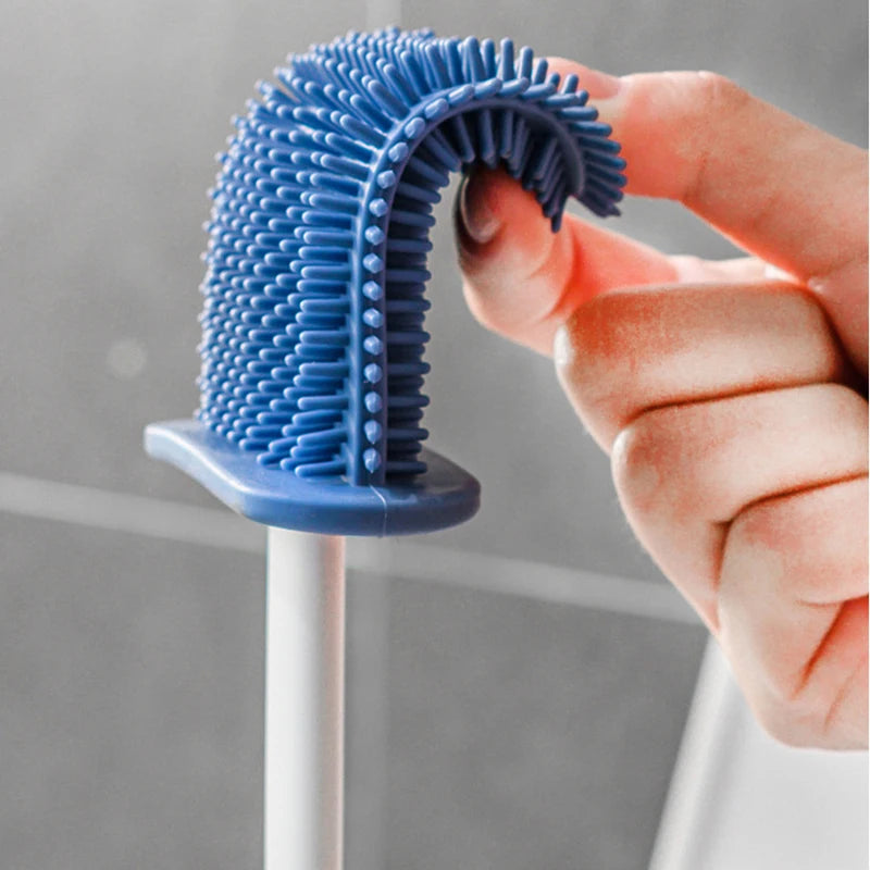 Cepillo de Baño Colgante con Soporte – Cerdas Suaves de Silicona y Mango Largo Antideslizante