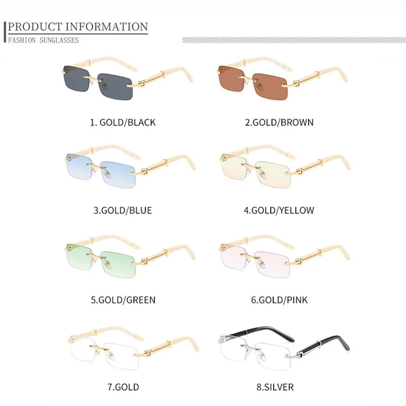Gafas Caterside Sin Marco Pequeñas – Lentes Rectangulares Retro con Protección UV400 para Hombre