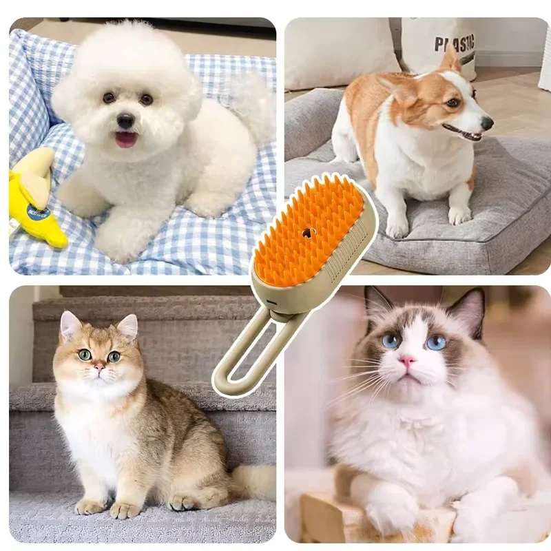 Peine con Spray de Vapor para Mascotas – Removedor de Pelo y Humidificador para Gatos y Perros