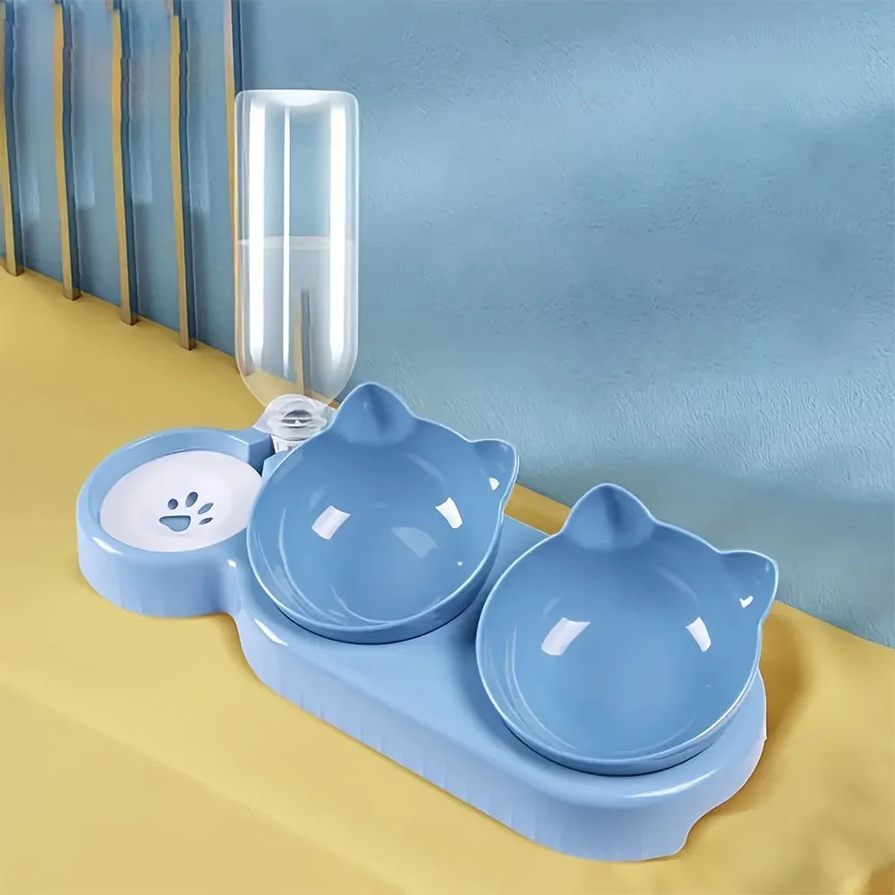 😺 Tazón Antideslizante Inclinado con Dispensador Automático de Agua – Sin Electricidad