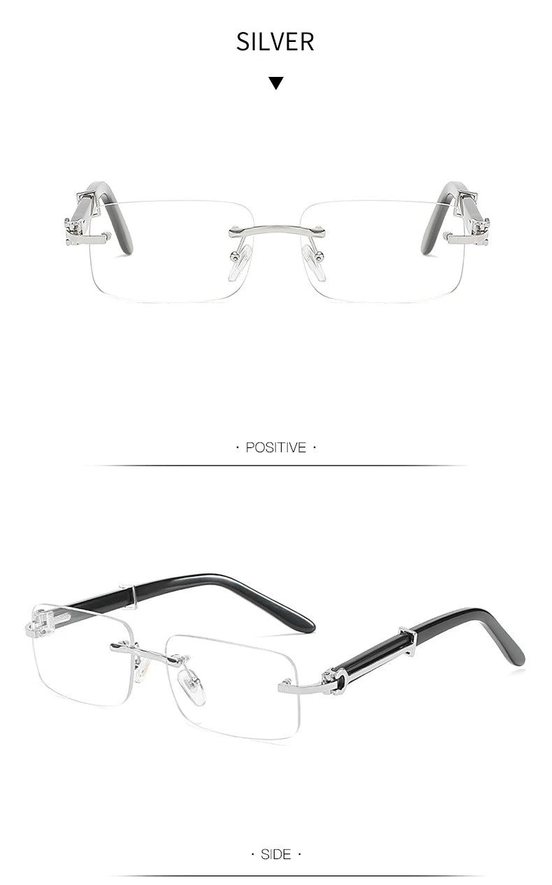 Gafas Caterside Sin Marco Pequeñas – Lentes Rectangulares Retro con Protección UV400 para Hombre