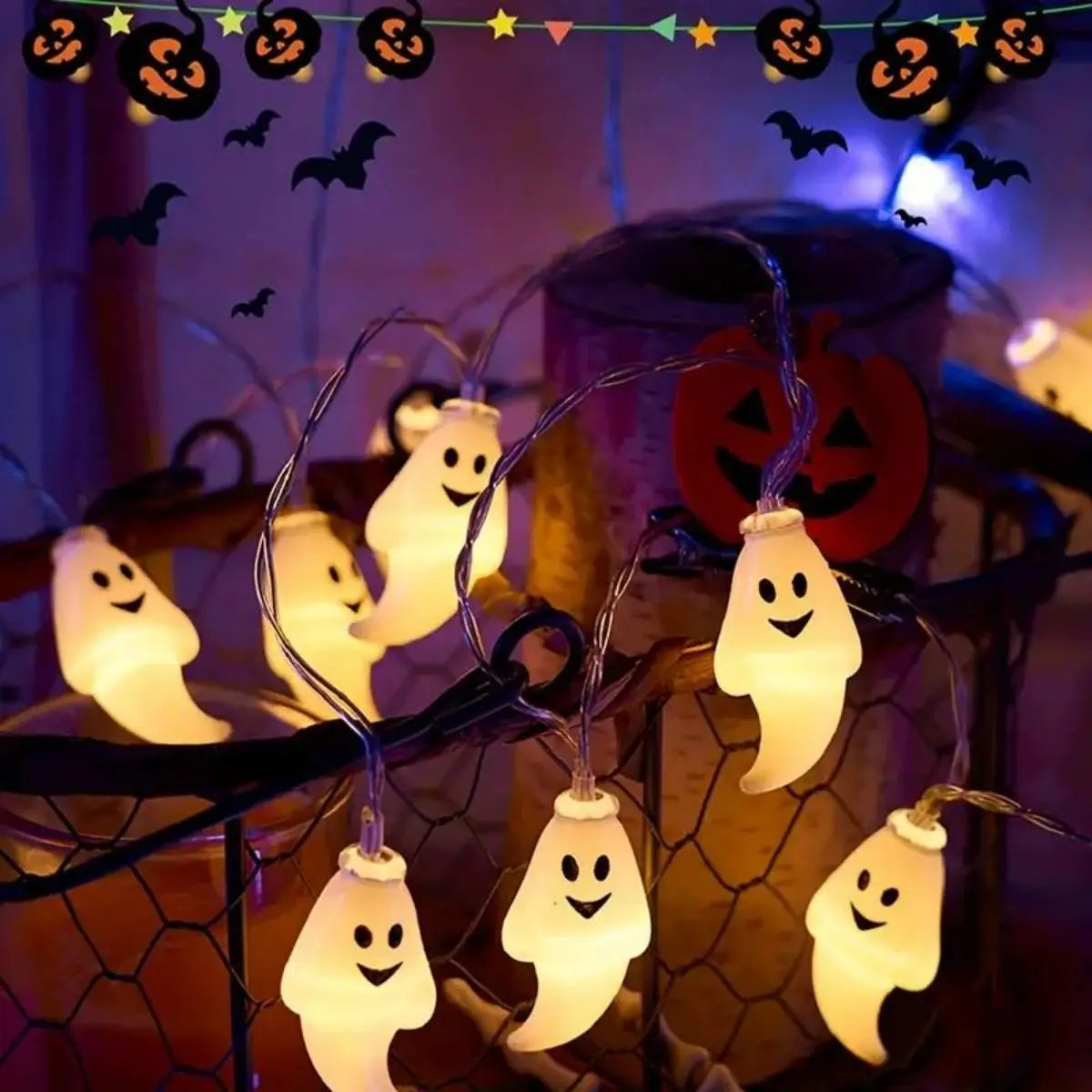 👻 Luces LED de Fantasmas para Halloween – 3M / 20 Luces