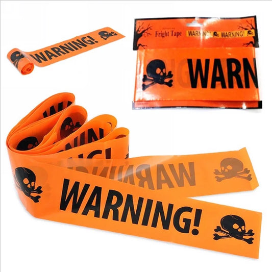 Cinta de Advertencia Halloween con Calaveras | Decoración de Fiestas y Ventanas 6M