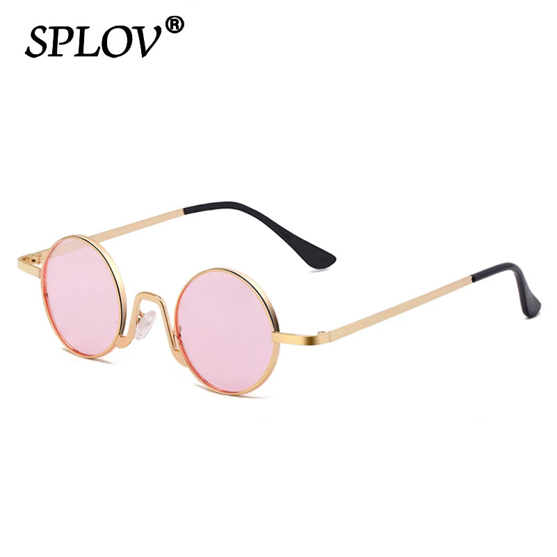 Gafas Vintage SPLOV Rap & Steam Punk – Lentes Redondas con Marco Metálico UV400