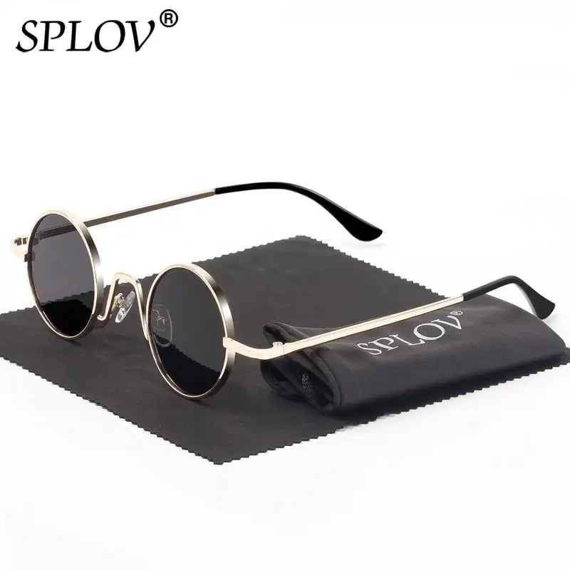 Gafas Vintage SPLOV Rap & Steam Punk – Lentes Redondas con Marco Metálico UV400