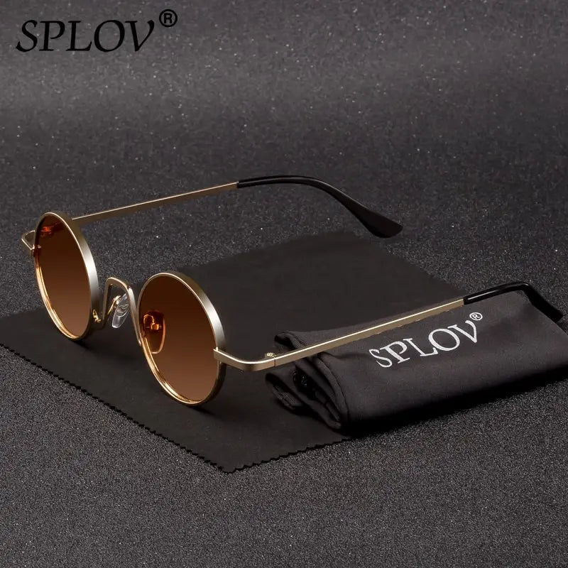 Gafas Vintage SPLOV Rap & Steam Punk – Lentes Redondas con Marco Metálico UV400