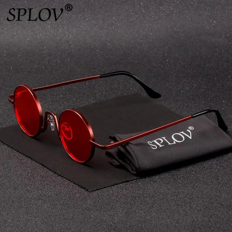 Gafas Vintage SPLOV Rap & Steam Punk – Lentes Redondas con Marco Metálico UV400