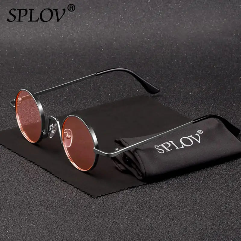 Gafas Vintage SPLOV Rap & Steam Punk – Lentes Redondas con Marco Metálico UV400