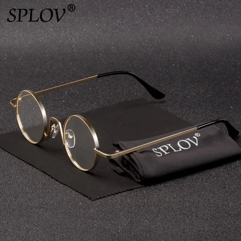 Gafas Vintage SPLOV Rap & Steam Punk – Lentes Redondas con Marco Metálico UV400