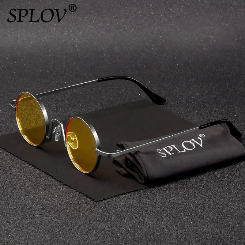 Gafas Vintage SPLOV Rap & Steam Punk – Lentes Redondas con Marco Metálico UV400
