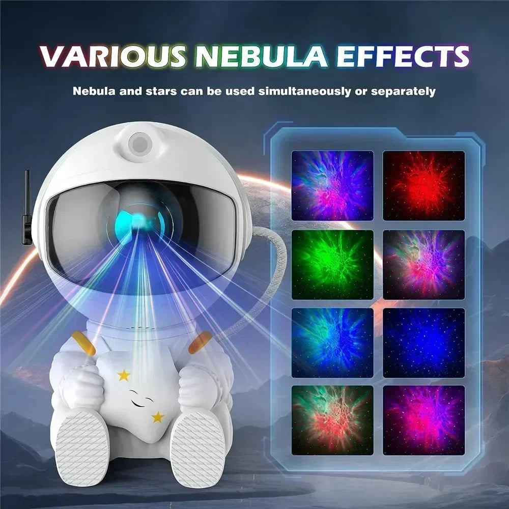 Lámpara Proyector Astronauta Galaxia – Luz Nocturna LED con Nebulosa y Estrellas para Dormitorio o Regalo Infantil