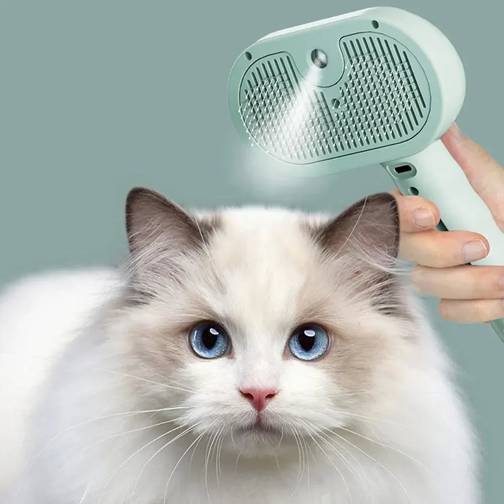 Peine con Spray de Vapor para Mascotas – Removedor de Pelo y Humidificador para Gatos y Perros