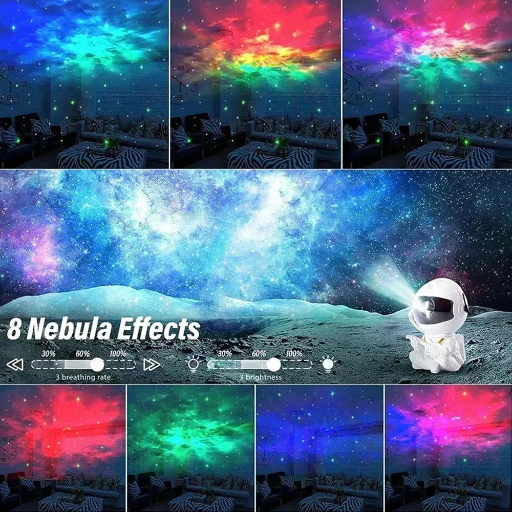 Lámpara Proyector Astronauta Galaxia – Luz Nocturna LED con Nebulosa y Estrellas para Dormitorio o Regalo Infantil