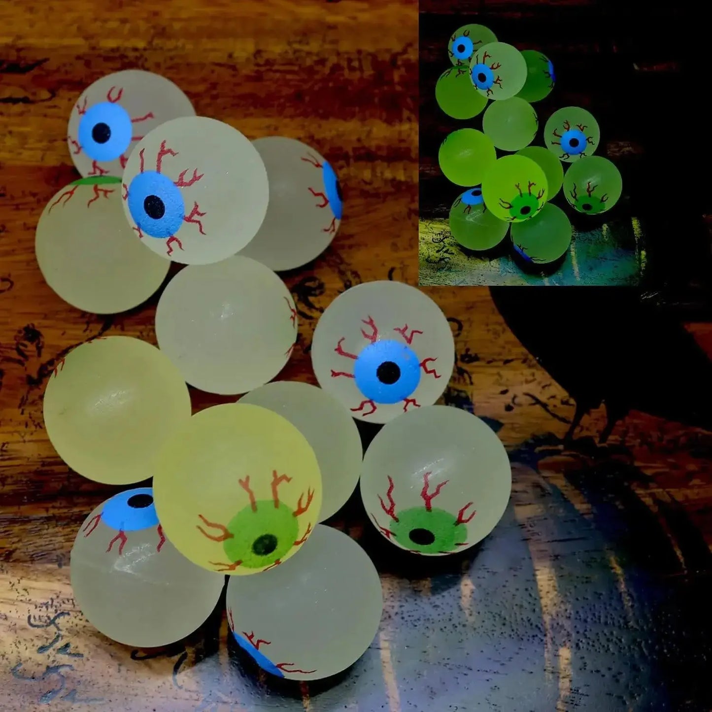 👁️ Pelotas Rebotadoras de Halloween – Ojos Luminiscentes