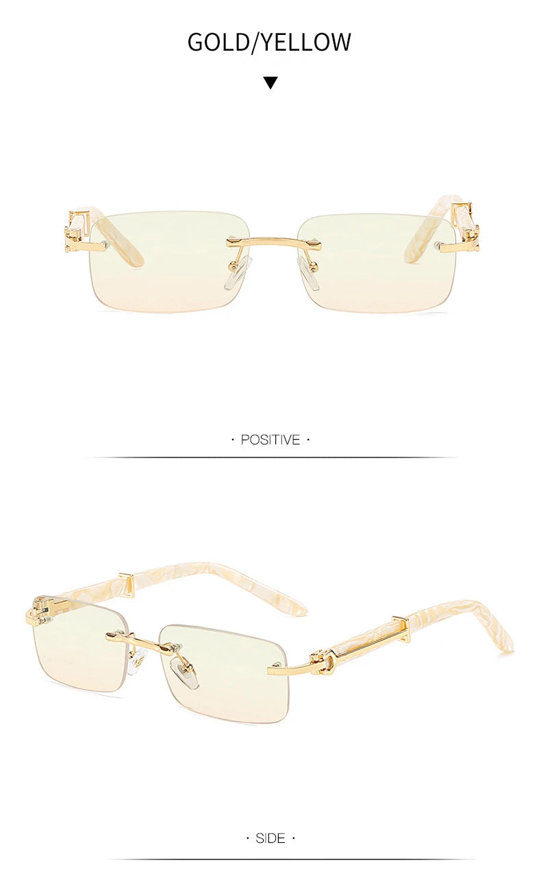 Gafas Caterside Sin Marco Pequeñas – Lentes Rectangulares Retro con Protección UV400 para Hombre