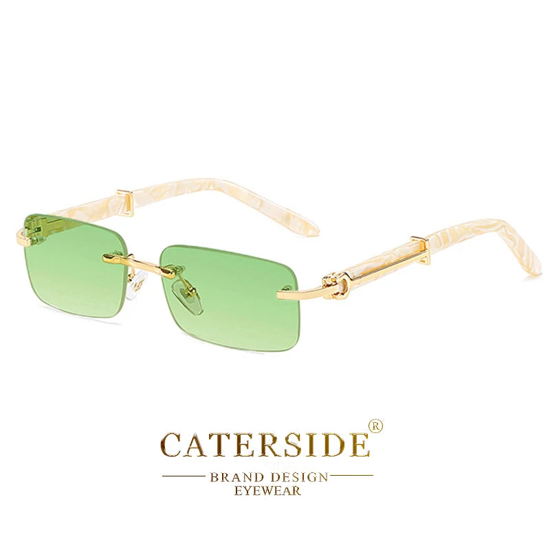Gafas Caterside Sin Marco Pequeñas – Lentes Rectangulares Retro con Protección UV400 para Hombre