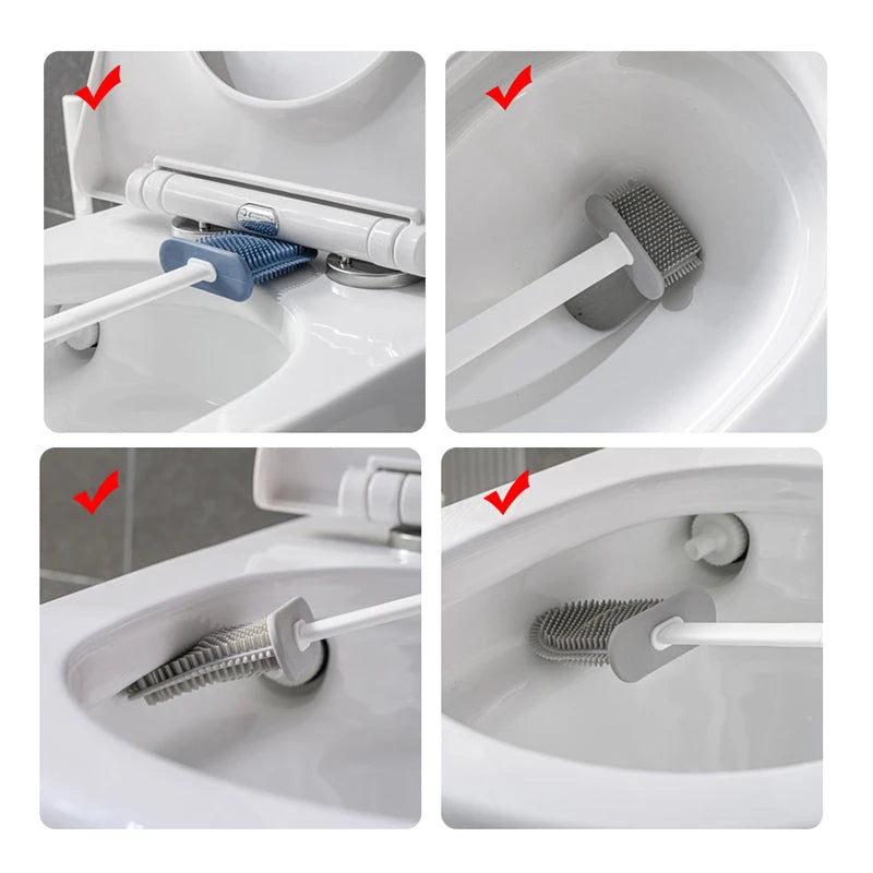Cepillo de Baño Colgante con Soporte – Cerdas Suaves de Silicona y Mango Largo Antideslizante