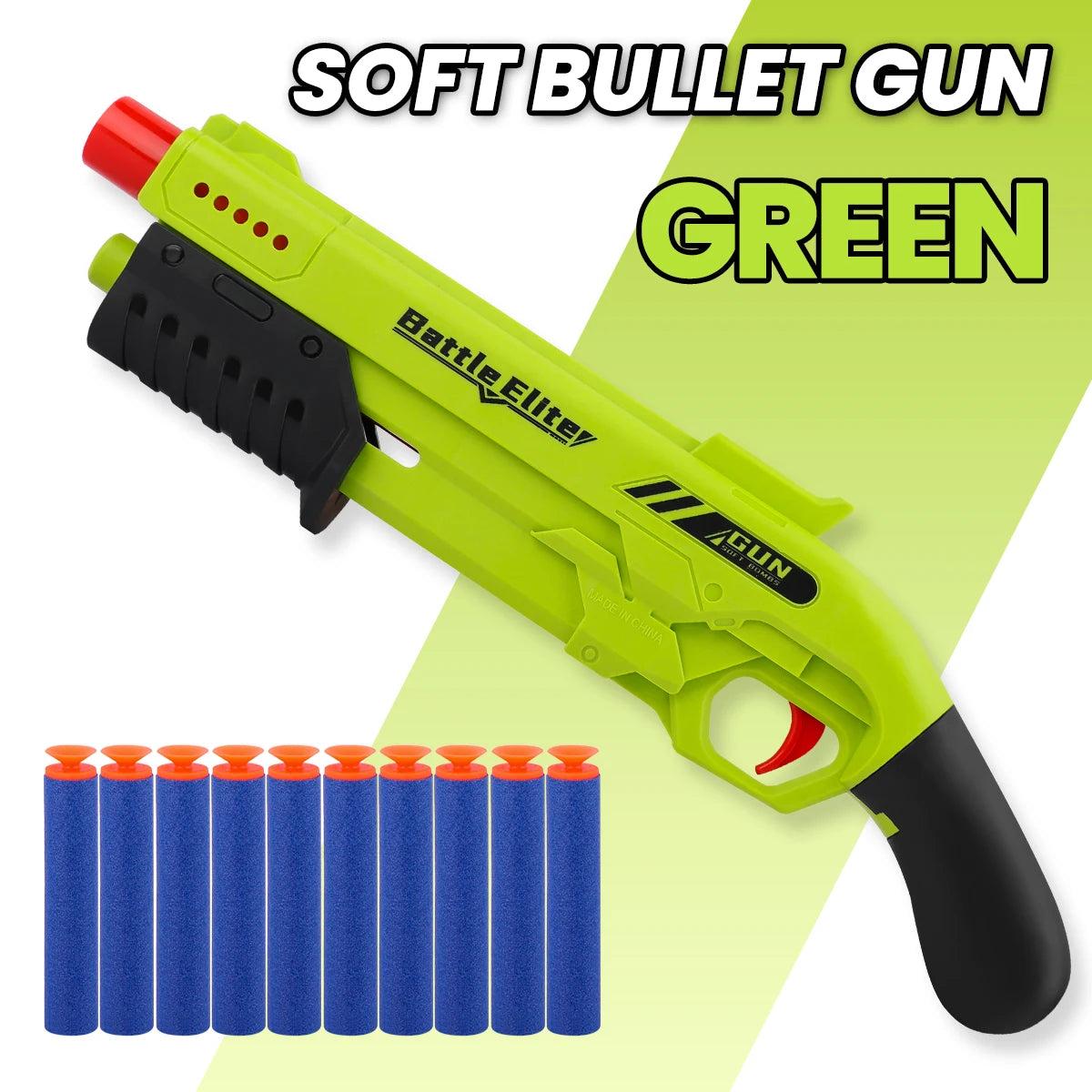 Pistola de Dardos de Espuma para Niños – Blaster Manual Seguro con Munición Suave y Colores Variados