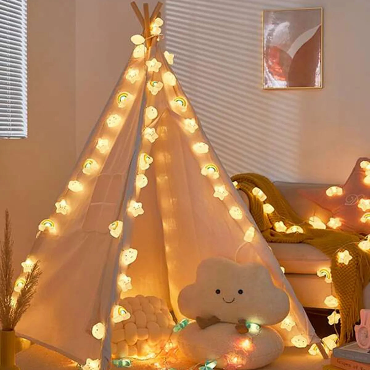 🌈✨ Luces LED Decorativas Arcoíris, Estrella y Nube – 1 Pack