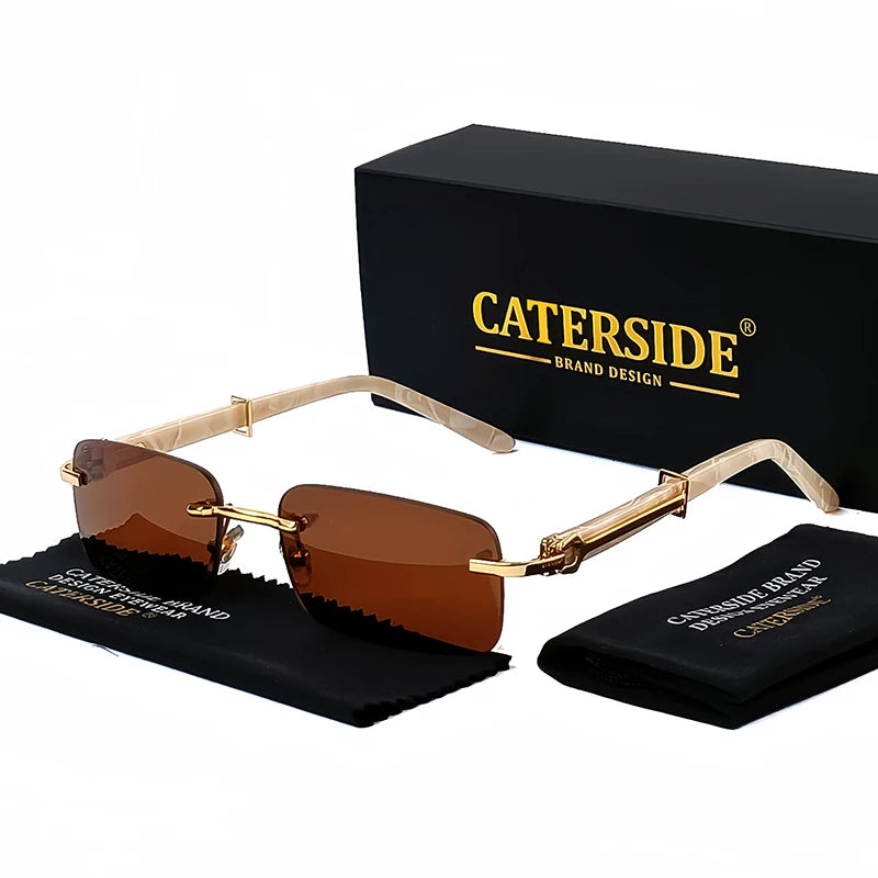 Gafas Caterside Sin Marco Pequeñas – Lentes Rectangulares Retro con Protección UV400 para Hombre
