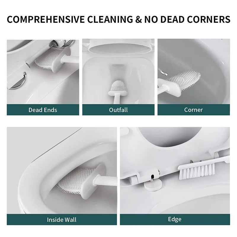 Cepillo de Baño Colgante con Soporte – Cerdas Suaves de Silicona y Mango Largo Antideslizante