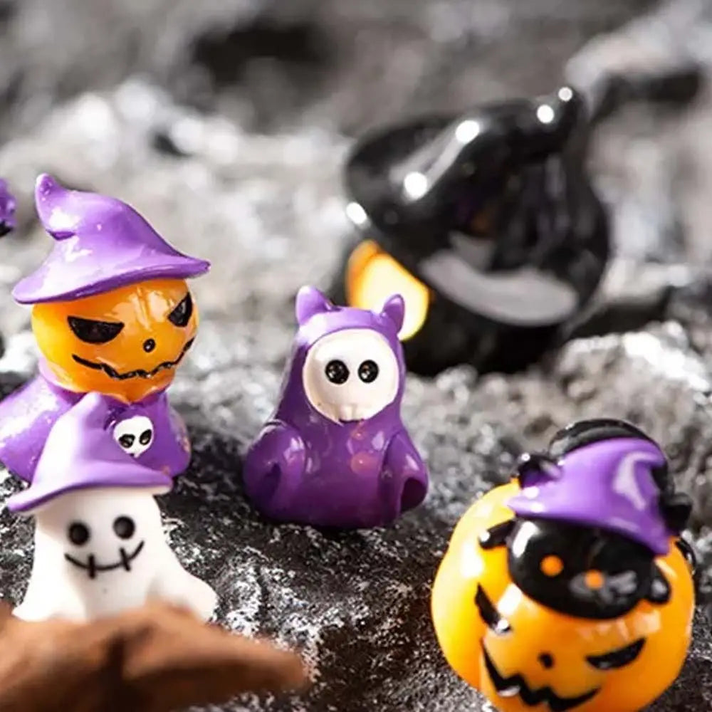 Figuritas de Halloween – Calabaza, Esqueleto y Fantasma en Resina | Miniaturas Decorativas para Fiesta y Hogar