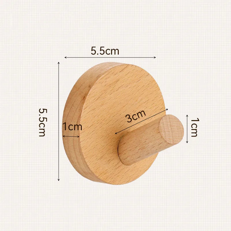 Gancho de Madera Autoadhesivo – Moderno, Minimalista, Ideal para Ropa, Toallas, Bolsas y Llaves
