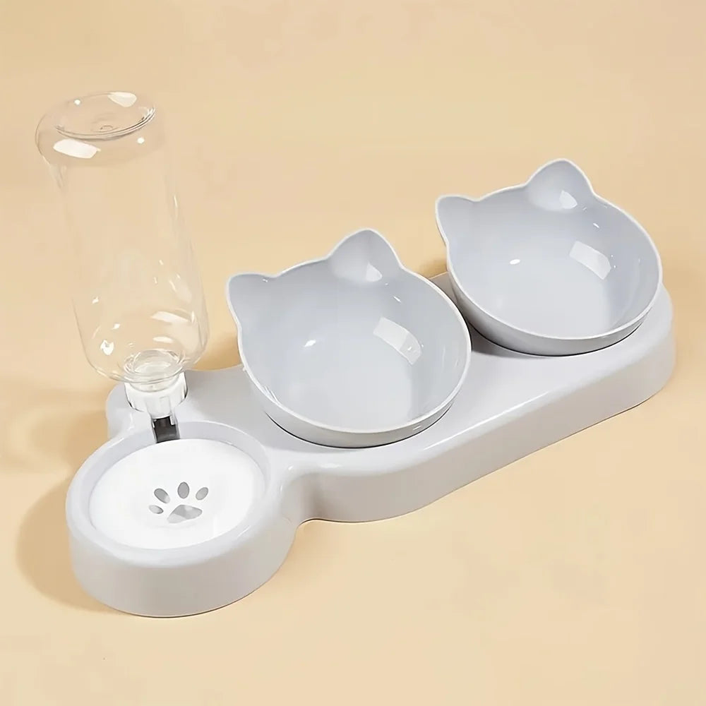 😺 Tazón Antideslizante Inclinado con Dispensador Automático de Agua – Sin Electricidad