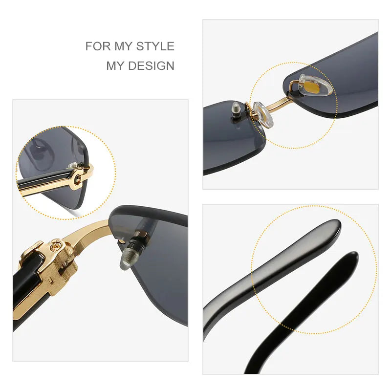 Gafas Caterside Sin Marco Pequeñas – Lentes Rectangulares Retro con Protección UV400 para Hombre
