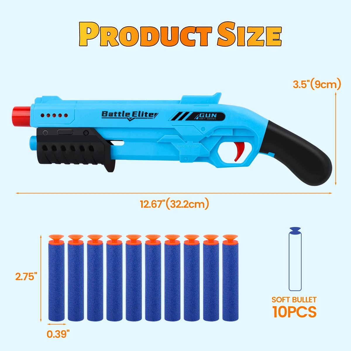 Pistola de Dardos de Espuma para Niños – Blaster Manual Seguro con Munición Suave y Colores Variados