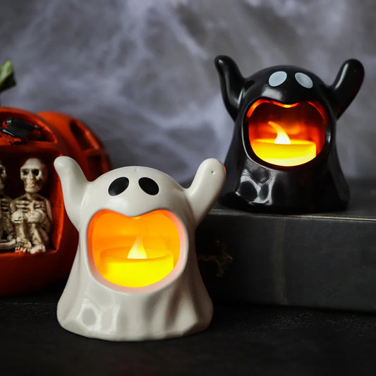 👻 LED Vela Electrónica – Fantasma Kawaii de Halloween