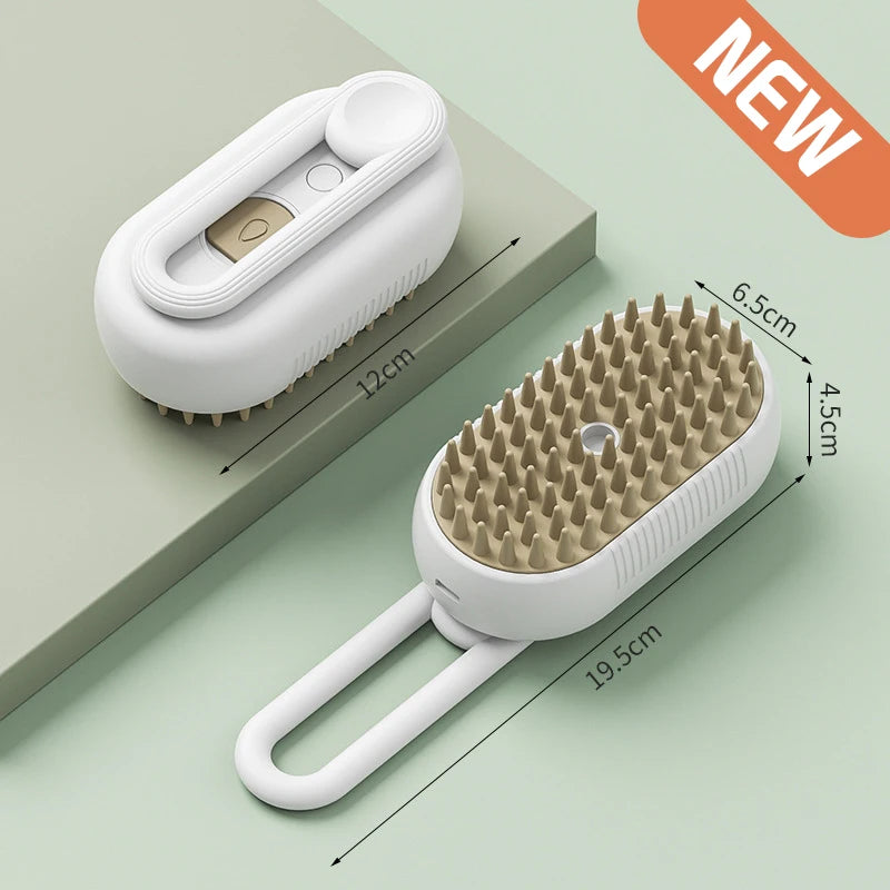 Cepillo Eléctrico 3 en 1 con Vapor para Gatos – Remueve Pelo, Masajea y Limpia sin Baño