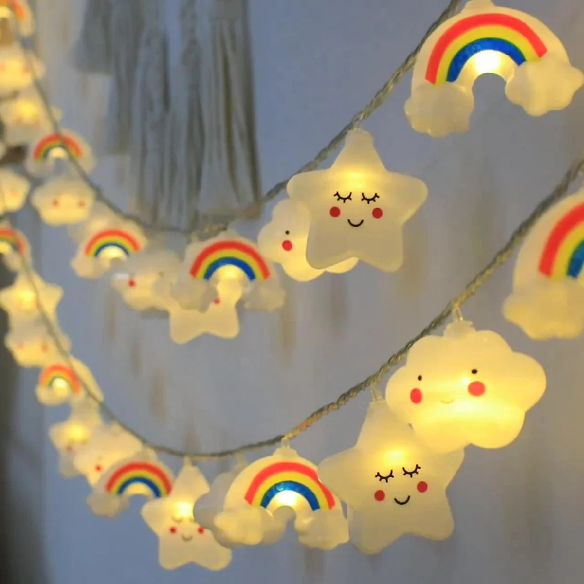 🌈✨ Luces LED Decorativas Arcoíris, Estrella y Nube – 1 Pack